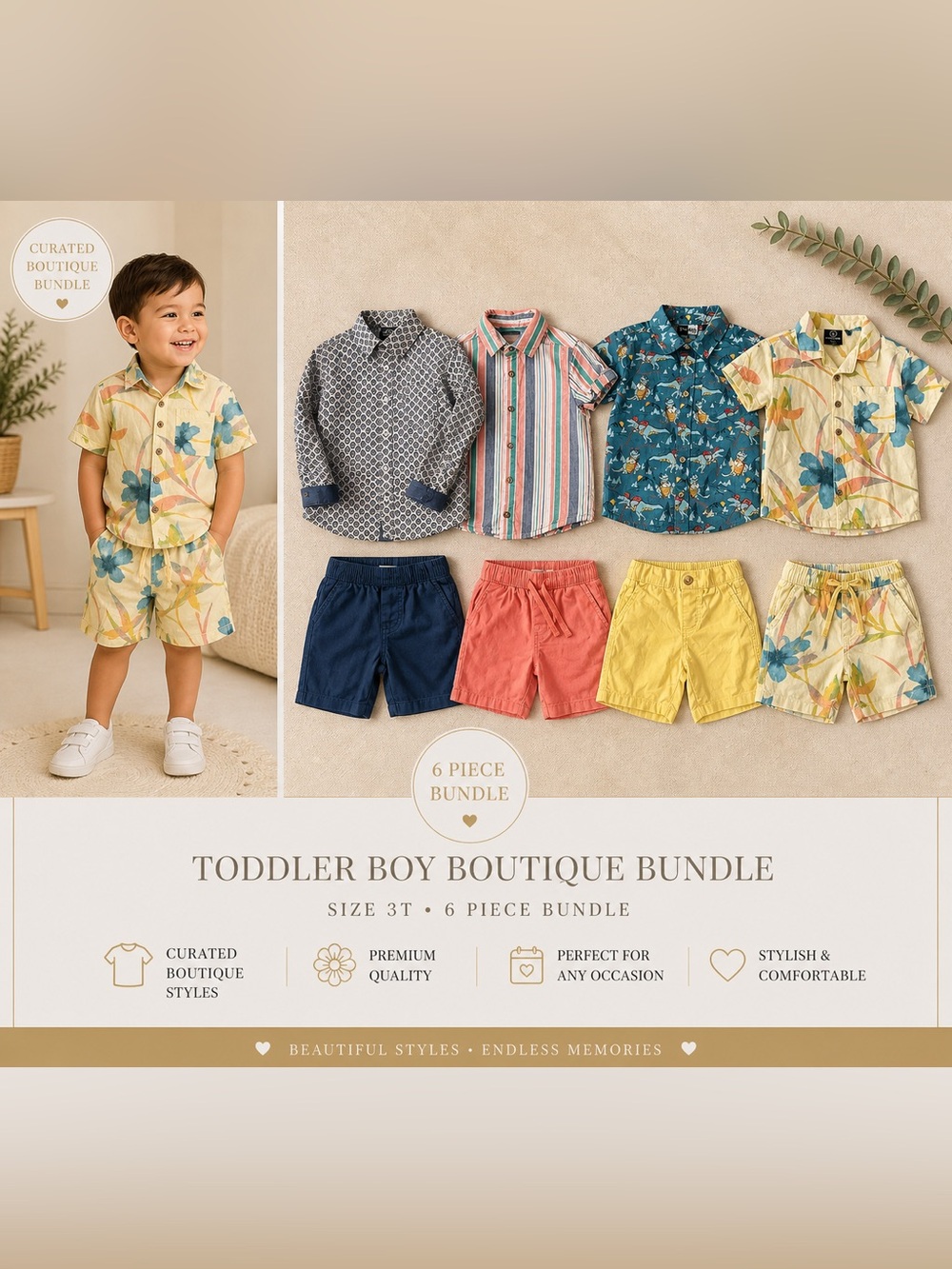 Toddler Boy Outfit Bundle 3T Volcom Ben Sherman Summer Shirts Shorts 8 Piece Set